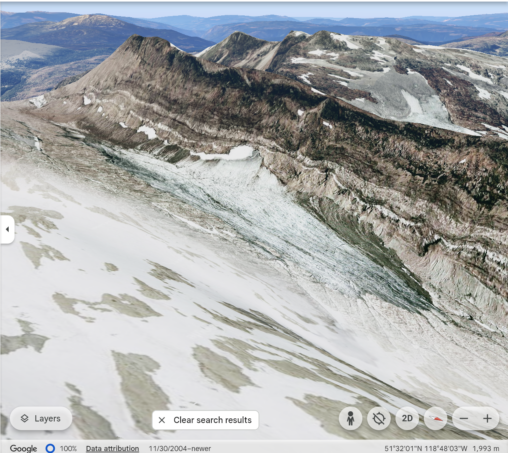 Oblique 3 Dimensional Image of Ratchford Range Glacier